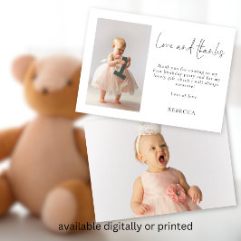 Cartão Mínimo 2 Fotografias primeiro aniversario Amor e O