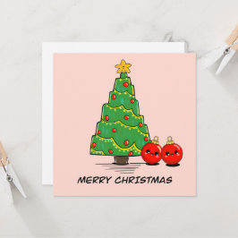Cartão Mínimo de Natal Bonito - Feriado Kawaii