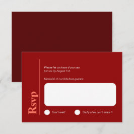 Cartão Mínimo de RSVP Vermelho de Cereja e Branco