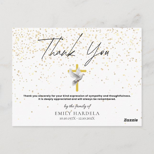 Cartão Mínimo Simples Memorial - Cruzamento e Dove (Verso)