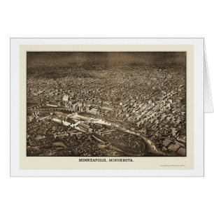 Cartão Minneapolis, mapa panorâmico do manganês - 1885