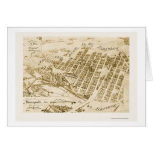 Cartão Minneapolis, mapa panorâmico do manganês - 1891