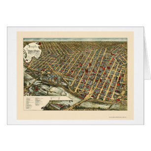 Cartão Minneapolis, mapa panorâmico do manganês - 1891