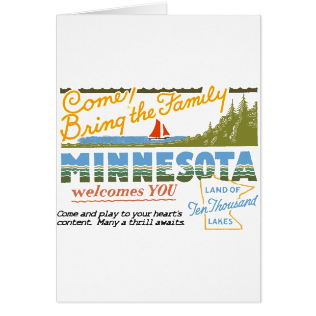 Cartão Minnesota - terra de dez mil lagos (Frente)