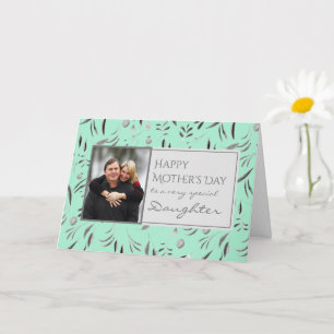 Cartão Mint Green Floral Happy Mothers Day DAUGHTER Photo