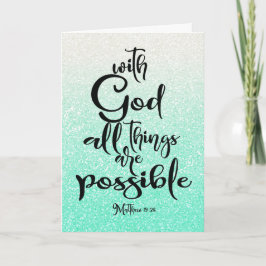 Cartão Mint Green Matthew 19:26 Tudo é possível