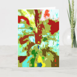 Cartão Mint Green Olive Red Abstrato Fantasy Flower
