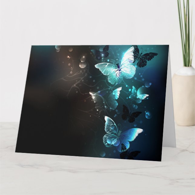 Cartão Mint Night Butterflies (Frente)