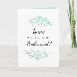 Cartão Mint Watercolor Você será minha proposta da Brides