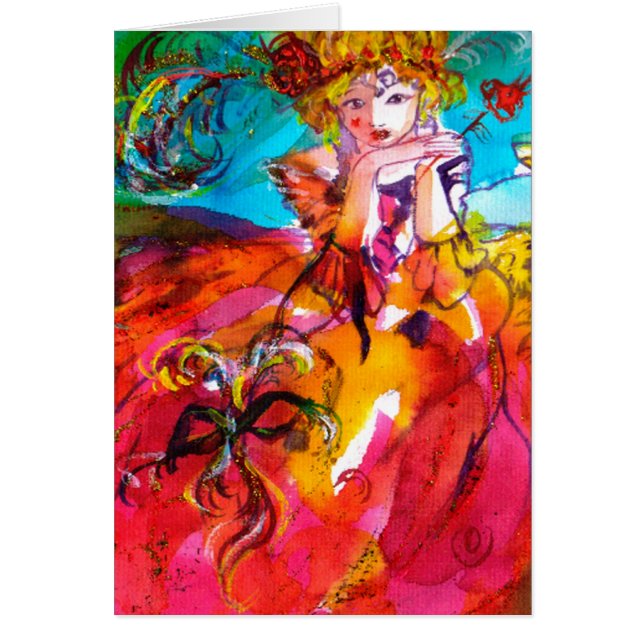 Cartão MIRANDOLINA ,Máscara de Carnaval veneziana (Frente)