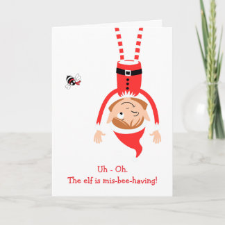Cartão Mis-Bee-Having Elf Holiday Card