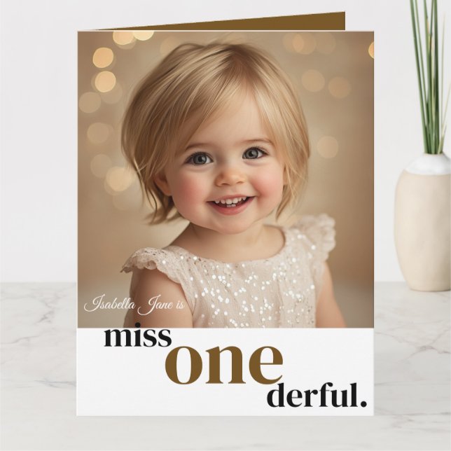 Cartão Miss ONEderful First Birthday Card (Frente)
