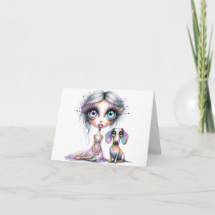 Cartão Miss You Pastel Dachshund Card