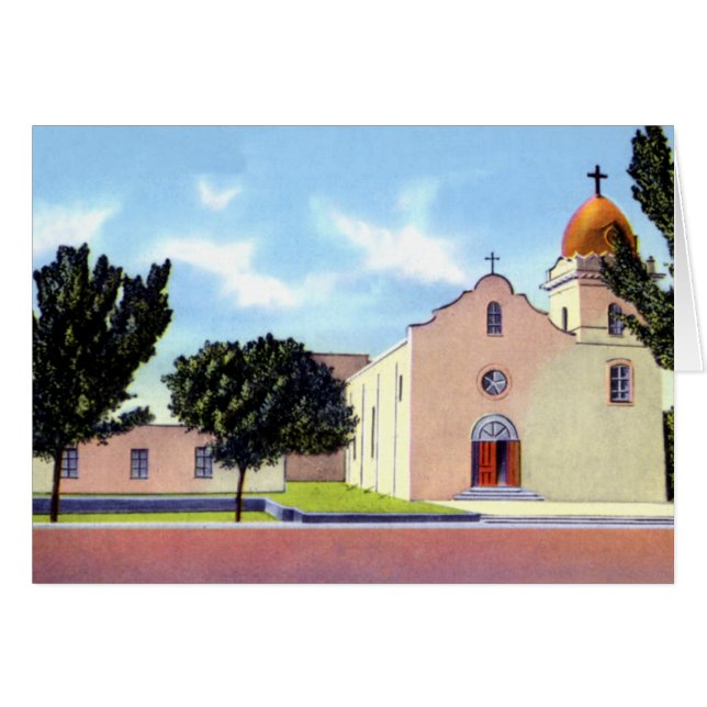 Cartão Missão de El Paso Texas Ysleta (Frente Horizontal)
