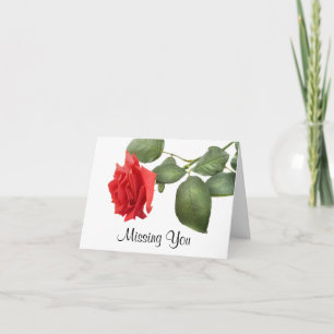 Cartão Missing You Red Rose Flower Greeting Card - Verse