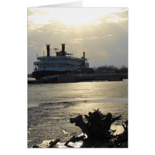 Cartão Mississippi River Sunset no inverno