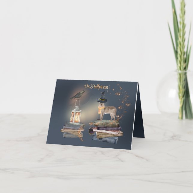 Cartão Místico De Halloween Do Gato (Frente)