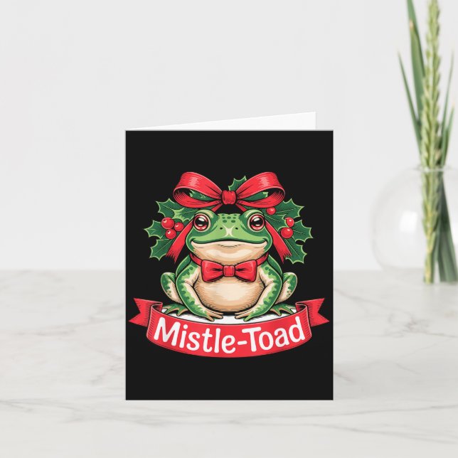 Cartão Mistle-toad Funny Christmas Toad Pun  (Frente)