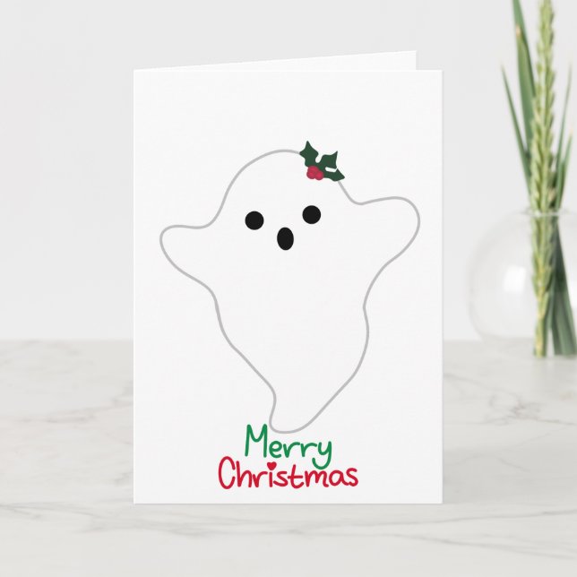 Cartão Mistletoe Ghost Feliz Natal (Frente)