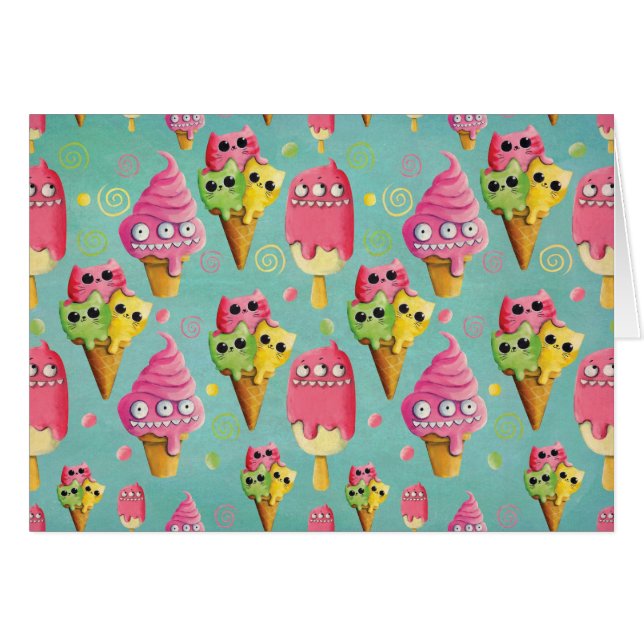 Cartão Mistura do sorvete do verão (Frente Horizontal)