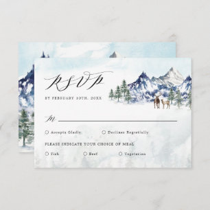 Cartão Misty Mountain Winter Forest Wedding RSVP