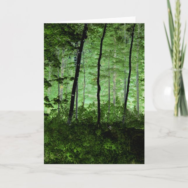 Cartão Misty Trees: Cena de Floresta Adirondack Alterada  (Frente)