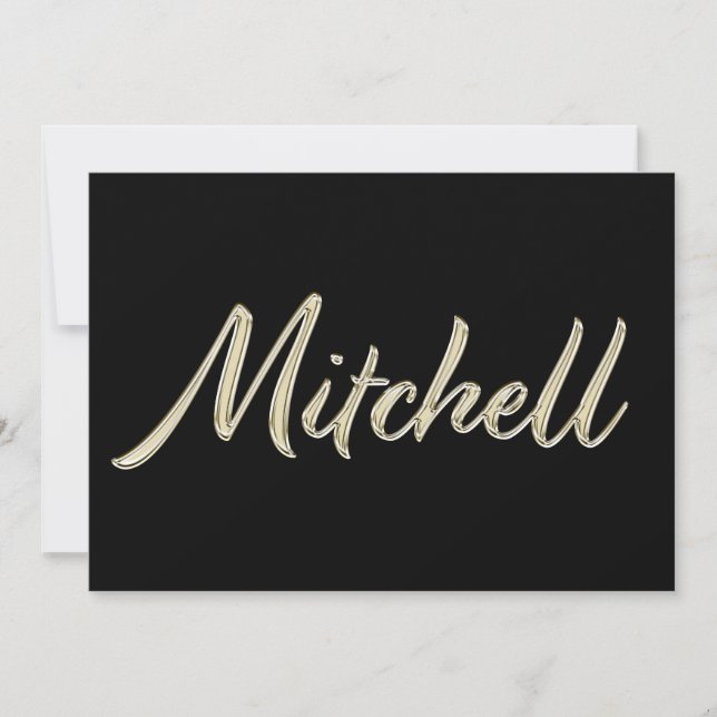 Cartão Mitchell Name white gold Handwriting Karte (Frente)
