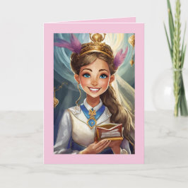 Cartão Mitzvah Bat De 5" x 7" Folheto