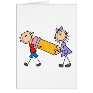 Cartão Miúdos da vara com lápis