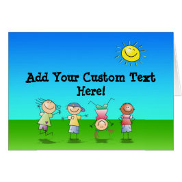 Cartão Miúdos que jogam fora em um dia ensolarado