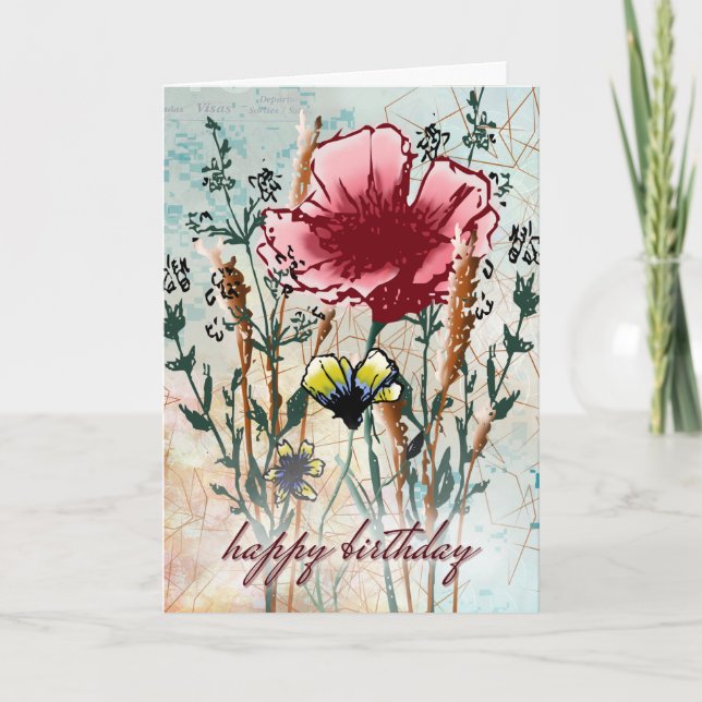 Cartão Mixed Media Wildflower Birthday (Frente)