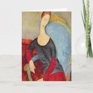 Cartão Mme Hebuterne in a Blue Chair, 1918