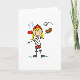 Cartão Moça Jogando Softball Card