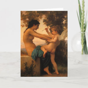 Cartão Moça se defendendo contra Cupido de Bouguereau