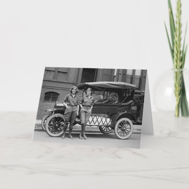Cartão Moças Antigas Do Carro, 1920 (Frente)