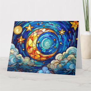 Cartão Moda de vidro, lua e estrelas