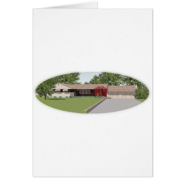 Cartão Modelo 3D: Casa de Estilo Ranch: (Frente)