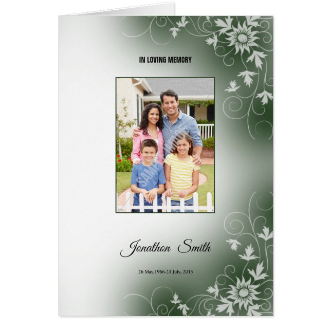 Cartão Modelo fúnebre memorável do programa (Frente)