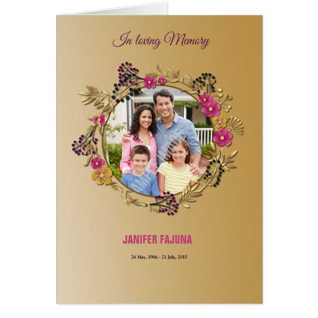 Cartão Modelo fúnebre memorável do programa (Frente)