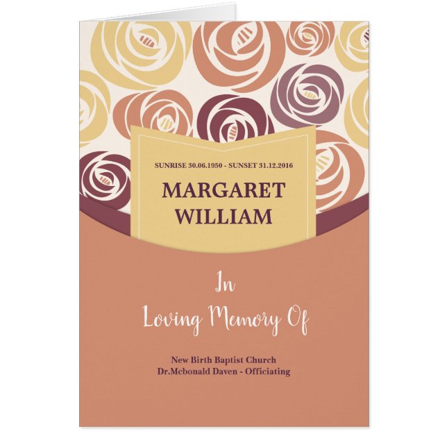 Cartão Modelo fúnebre Printable do programa (Frente)