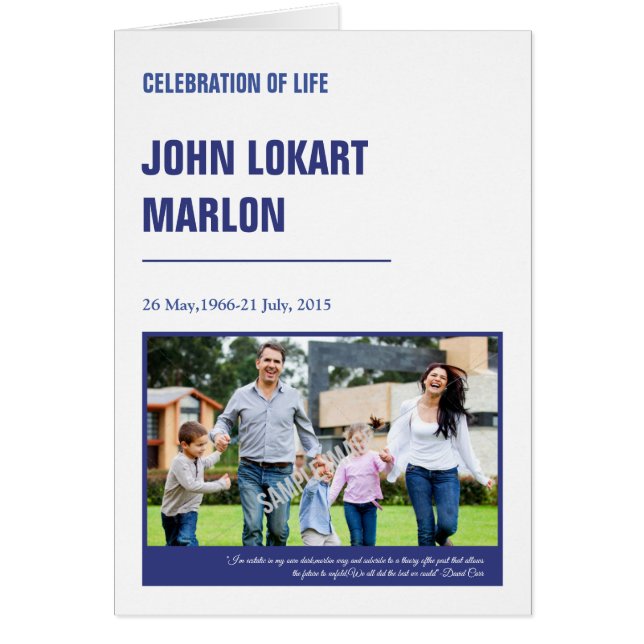 Cartão Modelo fúnebre Printable do programa (Frente)