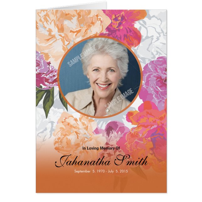 Cartão Modelo memorável fúnebre do programa (Frente)