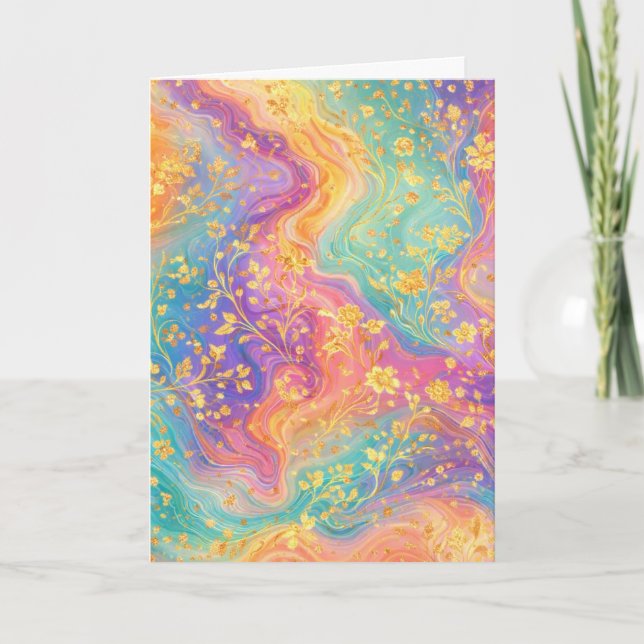 Cartão Modern Abstract Glitter Floral Monogram Design     (Frente)