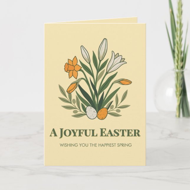 Cartão Modern Botanical Easter Blessings (Frente)