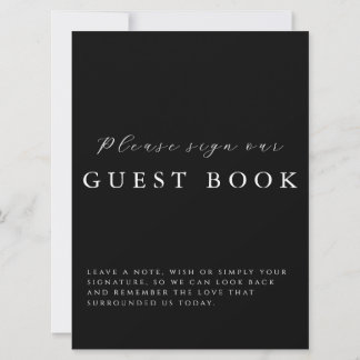 Cartão Modern Calligraphy Black Wedding Guestbook Sign