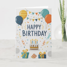 Cartão Modern Confetti & Balloons Happy Birthday Card