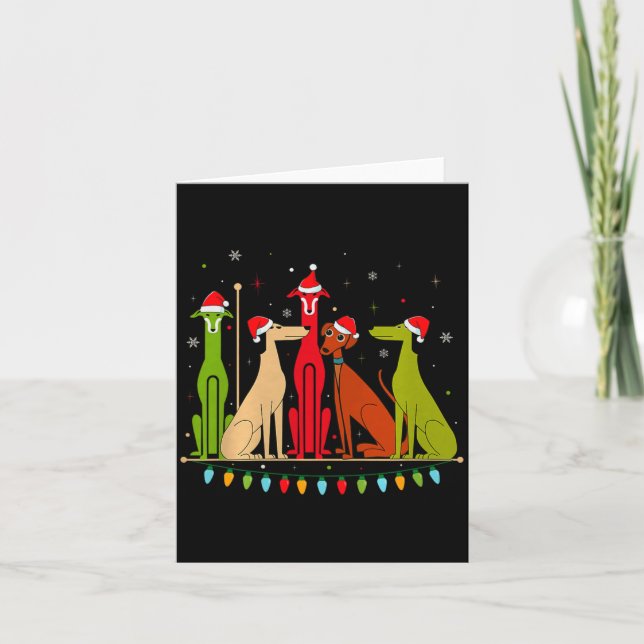 Cartão Modern Dogs 60s 70s 80s Style Funny Dogs Christmas (Frente)