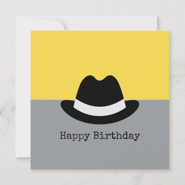 Cartão Modern Fedora Colorblock Birthday (Frente)