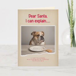 Cartão Modern Funny Pet Photo Christmas Holiday Folded