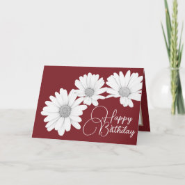Cartão Modern Girly Daisies Floral Flores Aniversário Ver